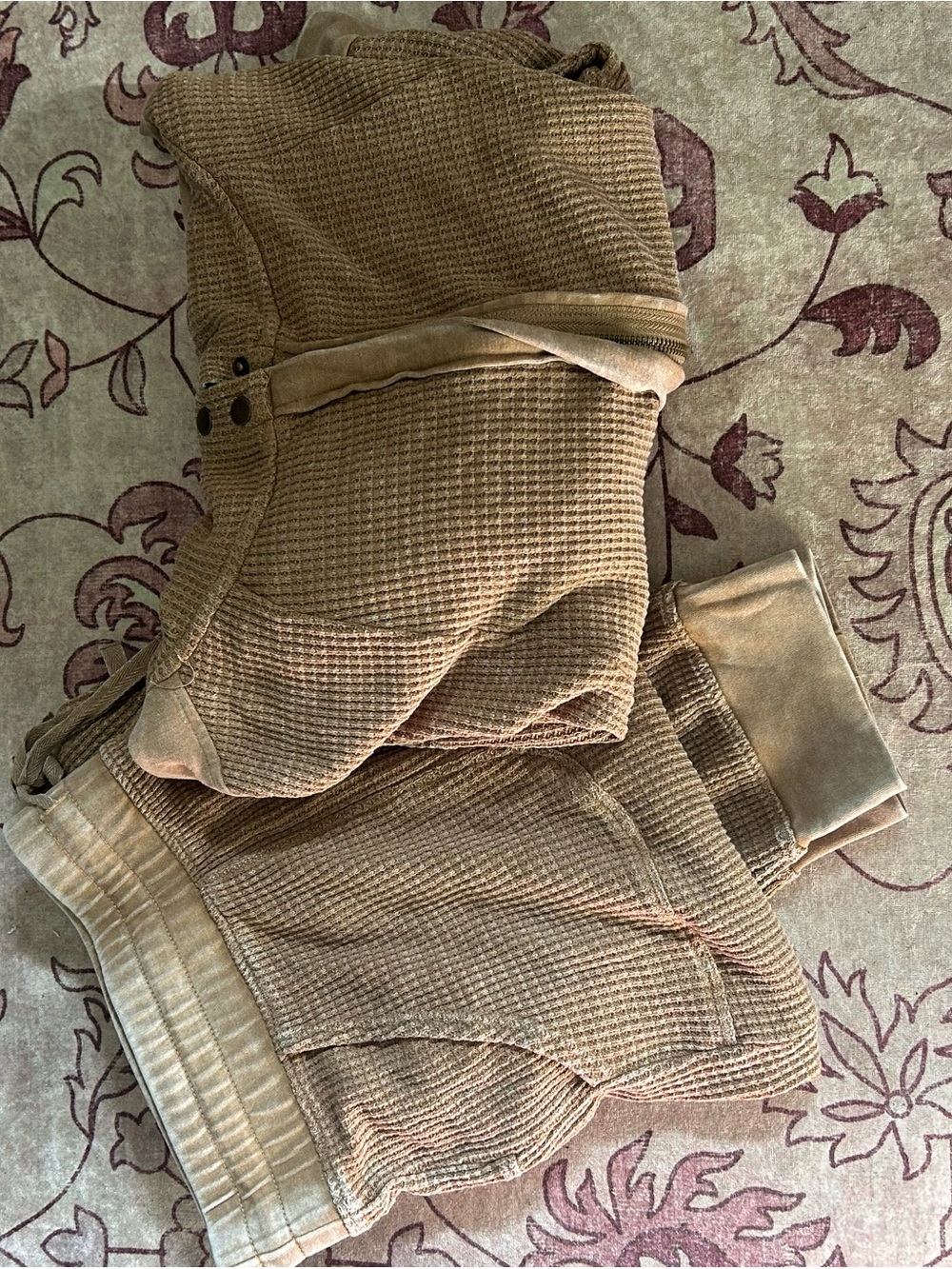 Men's Waffle Knit Jogger Pants in Brown